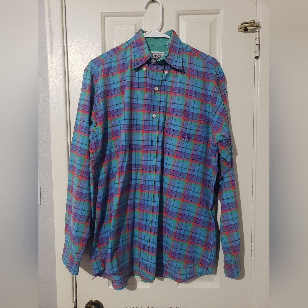 Cinch Men's Western Shirt Size Large Plaid Oxford Button Down S Top